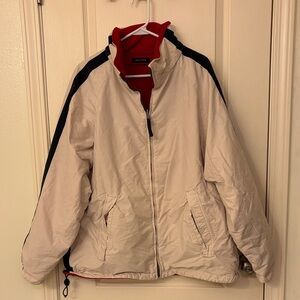 Nautica Cream and Red Zip-Up Jacket